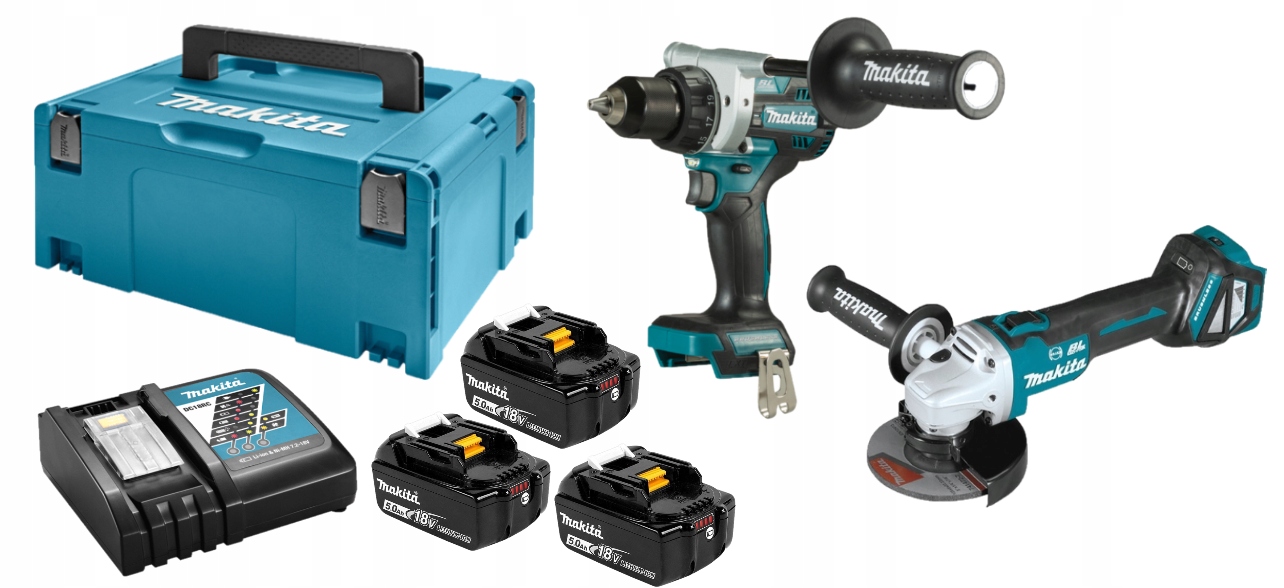 Makita DLX2431TJ Aku sada DDF486+DGA513 Li-ion LXT 3xaku 18V/5,0Ah